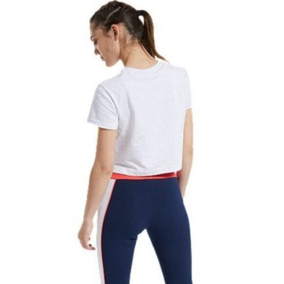 Reebok Classics Logo Cropped  Fit Tee White Melange Colour Women's Size 2X - Picture 5 of 8